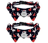 2 Pcs Adjustable Dog Cat Bow Tie, Butterfly Hearts, Comfortable Durable Pets Bowtie Collar with Bell for Small Dogs Cats Kitten Puppy