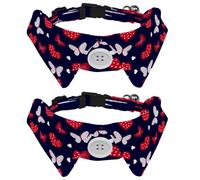2 Pcs Adjustable Dog Cat Bow Tie, Butterfly Hearts, Comfortable Durable Pets Bowtie Collar with Bell for Small Dogs Cats Kitten Puppy