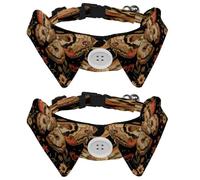 2 Pcs Adjustable Dog Cat Bow Tie, Butterfly Moth Moon, Comfortable Durable Pets Bowtie Collar with Bell for Small Dogs Cats Kitten Puppy