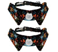2 Pcs Adjustable Dog Cat Bow Tie, Cats Autumn Leaves, Comfortable Durable Pets Bowtie Collar with Bell for Small Dogs Cats Kitten Puppy