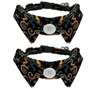 2 Pcs Adjustable Dog Cat Bow Tie, Chameleon, Comfortable Durable Pets Bowtie Collar with Bell for Small Dogs Cats Kitten Puppy