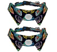 2 Pcs Adjustable Dog Cat Bow Tie, Chameleon, Comfortable Durable Pets Bowtie Collar with Bell for Small Dogs Cats Kitten Puppy