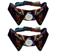 2 Pcs Adjustable Dog Cat Bow Tie, Chameleon, Comfortable Durable Pets Bowtie Collar with Bell for Small Dogs Cats Kitten Puppy