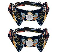 2 Pcs Adjustable Dog Cat Bow Tie, Chameleon, Comfortable Durable Pets Bowtie Collar with Bell for Small Dogs Cats Kitten Puppy