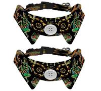 2 Pcs Adjustable Dog Cat Bow Tie, Chameleon, Comfortable Durable Pets Bowtie Collar with Bell for Small Dogs Cats Kitten Puppy