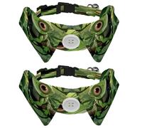 2 Pcs Adjustable Dog Cat Bow Tie, Chameleon, Comfortable Durable Pets Bowtie Collar with Bell for Small Dogs Cats Kitten Puppy