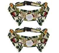 2 Pcs Adjustable Dog Cat Bow Tie, Chameleon Floral, Comfortable Durable Pets Bowtie Collar with Bell for Small Dogs Cats Kitten Puppy