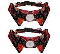 2 Pcs Adjustable Dog Cat Bow Tie, Chameleon Florals, Comfortable Durable Pets Bowtie Collar with Bell for Small Dogs Cats Kitten Puppy
