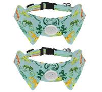 2 Pcs Adjustable Dog Cat Bow Tie, Chameleon Pattern, Comfortable Durable Pets Bowtie Collar with Bell for Small Dogs Cats Kitten Puppy