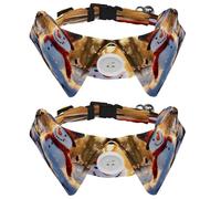 2 Pcs Adjustable Dog Cat Bow Tie, Christmas Snowman Bird, Comfortable Durable Pets Bowtie Collar with Bell for Small Dogs Cats Kitten Puppy