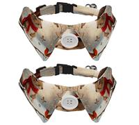 2 Pcs Adjustable Dog Cat Bow Tie, Christmas Squirrel Bird, Comfortable Durable Pets Bowtie Collar with Bell for Small Dogs Cats Kitten Puppy