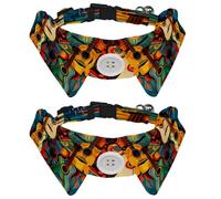 2 Pcs Adjustable Dog Cat Bow Tie, Colorful Guitars Pattern, Comfortable Durable Pets Bowtie Collar with Bell for Small Dogs Cats Kitten Puppy