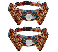 2 Pcs Adjustable Dog Cat Bow Tie, Colorful Mushroom, Comfortable Durable Pets Bowtie Collar with Bell for Small Dogs Cats Kitten Puppy
