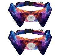 2 Pcs Adjustable Dog Cat Bow Tie, Cosmic Nebula, Comfortable Durable Pets Bowtie Collar with Bell for Small Dogs Cats Kitten Puppy