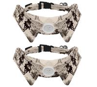2 Pcs Adjustable Dog Cat Bow Tie, Cowboy, Comfortable Durable Pets Bowtie Collar with Bell for Small Dogs Cats Kitten Puppy
