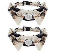 2 Pcs Adjustable Dog Cat Bow Tie, Crow Autumn Leaves, Comfortable Durable Pets Bowtie Collar with Bell for Small Dogs Cats Kitten Puppy