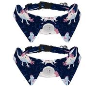 2 Pcs Adjustable Dog Cat Bow Tie, Cute Axolotl, Comfortable Durable Pets Bowtie Collar with Bell for Small Dogs Cats Kitten Puppy