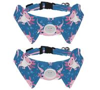 2 Pcs Adjustable Dog Cat Bow Tie, Cute Axolotl Pattern, Comfortable Durable Pets Bowtie Collar with Bell for Small Dogs Cats Kitten Puppy