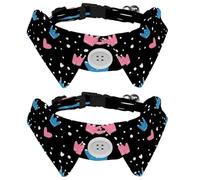 2 Pcs Adjustable Dog Cat Bow Tie, Cute Crowns Hearts, Comfortable Durable Pets Bowtie Collar with Bell for Small Dogs Cats Kitten Puppy