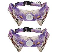 2 Pcs Adjustable Dog Cat Bow Tie, Daisy Butterfly on Wooden Plank, Comfortable Durable Pets Bowtie Collar with Bell for Small Dogs Cats Kitten Puppy