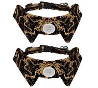 2 Pcs Adjustable Dog Cat Bow Tie, Dancing Skeletons Galaxy, Comfortable Durable Pets Bowtie Collar with Bell for Small Dogs Cats Kitten Puppy