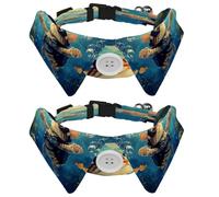 2 Pcs Adjustable Dog Cat Bow Tie, Diving Cat, Comfortable Durable Pets Bowtie Collar with Bell for Small Dogs Cats Kitten Puppy
