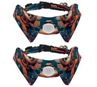 2 Pcs Adjustable Dog Cat Bow Tie, Diving Cat Ocean, Comfortable Durable Pets Bowtie Collar with Bell for Small Dogs Cats Kitten Puppy