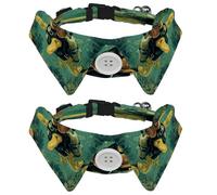 2 Pcs Adjustable Dog Cat Bow Tie, Diving Dog, Comfortable Durable Pets Bowtie Collar with Bell for Small Dogs Cats Kitten Puppy