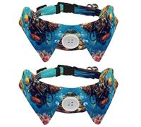 2 Pcs Adjustable Dog Cat Bow Tie, Diving Dog, Comfortable Durable Pets Bowtie Collar with Bell for Small Dogs Cats Kitten Puppy