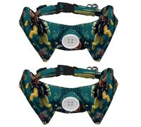 2 Pcs Adjustable Dog Cat Bow Tie, Diving Dog, Comfortable Durable Pets Bowtie Collar with Bell for Small Dogs Cats Kitten Puppy