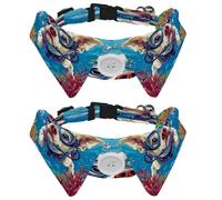 2 Pcs Adjustable Dog Cat Bow Tie, Diving Dog Ocean, Comfortable Durable Pets Bowtie Collar with Bell for Small Dogs Cats Kitten Puppy
