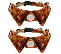 2 Pcs Adjustable Dog Cat Bow Tie, Dogs Autumn Leaves, Comfortable Durable Pets Bowtie Collar with Bell for Small Dogs Cats Kitten Puppy