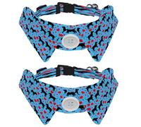 2 Pcs Adjustable Dog Cat Bow Tie, Dogs Hearts, Comfortable Durable Pets Bowtie Collar with Bell for Small Dogs Cats Kitten Puppy