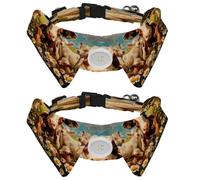 2 Pcs Adjustable Dog Cat Bow Tie, Farm Animals Daisy Flower, Comfortable Durable Pets Bowtie Collar with Bell for Small Dogs Cats Kitten Puppy