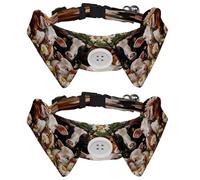 2 Pcs Adjustable Dog Cat Bow Tie, Farm Animals Daisy Flowers, Comfortable Durable Pets Bowtie Collar with Bell for Small Dogs Cats Kitten Puppy