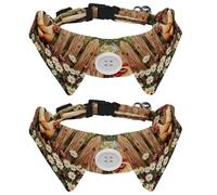 2 Pcs Adjustable Dog Cat Bow Tie, Farm Chicken Daisy, Comfortable Durable Pets Bowtie Collar with Bell for Small Dogs Cats Kitten Puppy