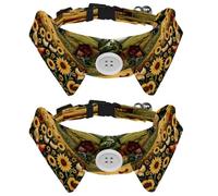 2 Pcs Adjustable Dog Cat Bow Tie, Farm Chickens Sunflower, Comfortable Durable Pets Bowtie Collar with Bell for Small Dogs Cats Kitten Puppy