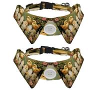 2 Pcs Adjustable Dog Cat Bow Tie, Farm Chicks Flower, Comfortable Durable Pets Bowtie Collar with Bell for Small Dogs Cats Kitten Puppy