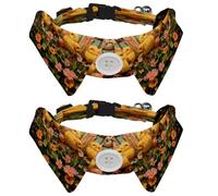 2 Pcs Adjustable Dog Cat Bow Tie, Farm Chicks Flowers, Comfortable Durable Pets Bowtie Collar with Bell for Small Dogs Cats Kitten Puppy