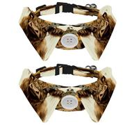 2 Pcs Adjustable Dog Cat Bow Tie, Farm Cow Floral, Comfortable Durable Pets Bowtie Collar with Bell for Small Dogs Cats Kitten Puppy