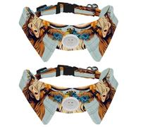 2 Pcs Adjustable Dog Cat Bow Tie, Farm Cow Florals, Comfortable Durable Pets Bowtie Collar with Bell for Small Dogs Cats Kitten Puppy