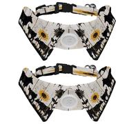 2 Pcs Adjustable Dog Cat Bow Tie, Farm Cow Silhouette on Rustic Plank, Comfortable Durable Pets Bowtie Collar with Bell for Small Dogs Cats Kitten Puppy