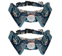 2 Pcs Adjustable Dog Cat Bow Tie, Farm Highland Cow Floral, Comfortable Durable Pets Bowtie Collar with Bell for Small Dogs Cats Kitten Puppy