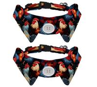 2 Pcs Adjustable Dog Cat Bow Tie, Farm Rooster Animals, Comfortable Durable Pets Bowtie Collar with Bell for Small Dogs Cats Kitten Puppy