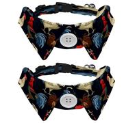 2 Pcs Adjustable Dog Cat Bow Tie, Farm Rooster, Comfortable Durable Pets Bowtie Collar with Bell for Small Dogs Cats Kitten Puppy