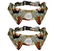 2 Pcs Adjustable Dog Cat Bow Tie, Farm Rooster Flower, Comfortable Durable Pets Bowtie Collar with Bell for Small Dogs Cats Kitten Puppy