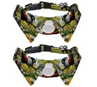 2 Pcs Adjustable Dog Cat Bow Tie, Farm Rooster Flower, Comfortable Durable Pets Bowtie Collar with Bell for Small Dogs Cats Kitten Puppy
