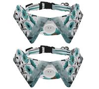 2 Pcs Adjustable Dog Cat Bow Tie, Farm Teal Daisy Flowers Butterfly, Comfortable Durable Pets Bowtie Collar with Bell for Small Dogs Cats Kitten Puppy