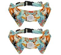 2 Pcs Adjustable Dog Cat Bow Tie, Fox Autumn Leaves, Comfortable Durable Pets Bowtie Collar with Bell for Small Dogs Cats Kitten Puppy