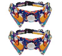2 Pcs Adjustable Dog Cat Bow Tie, Fox Mushroom, Comfortable Durable Pets Bowtie Collar with Bell for Small Dogs Cats Kitten Puppy